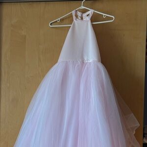 JJs House Pink Halter Tulle Ball Gown Flower Girl Dress